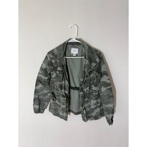 Old Navy Camouflage Utility Jacket Mens XS Green Army Cargo Field Coat